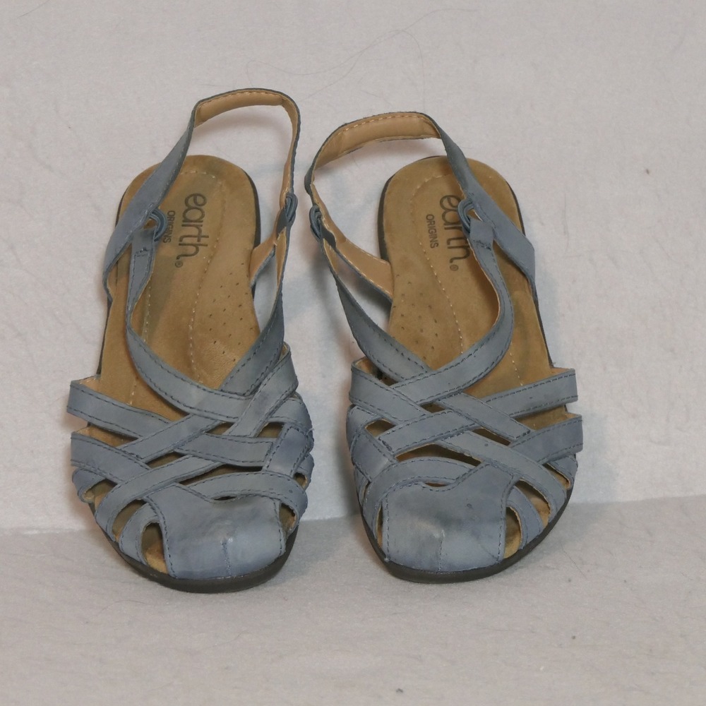 Earth Origins Womens Etnellie Sandals 8M Blue Leather Strappy Granola Boho